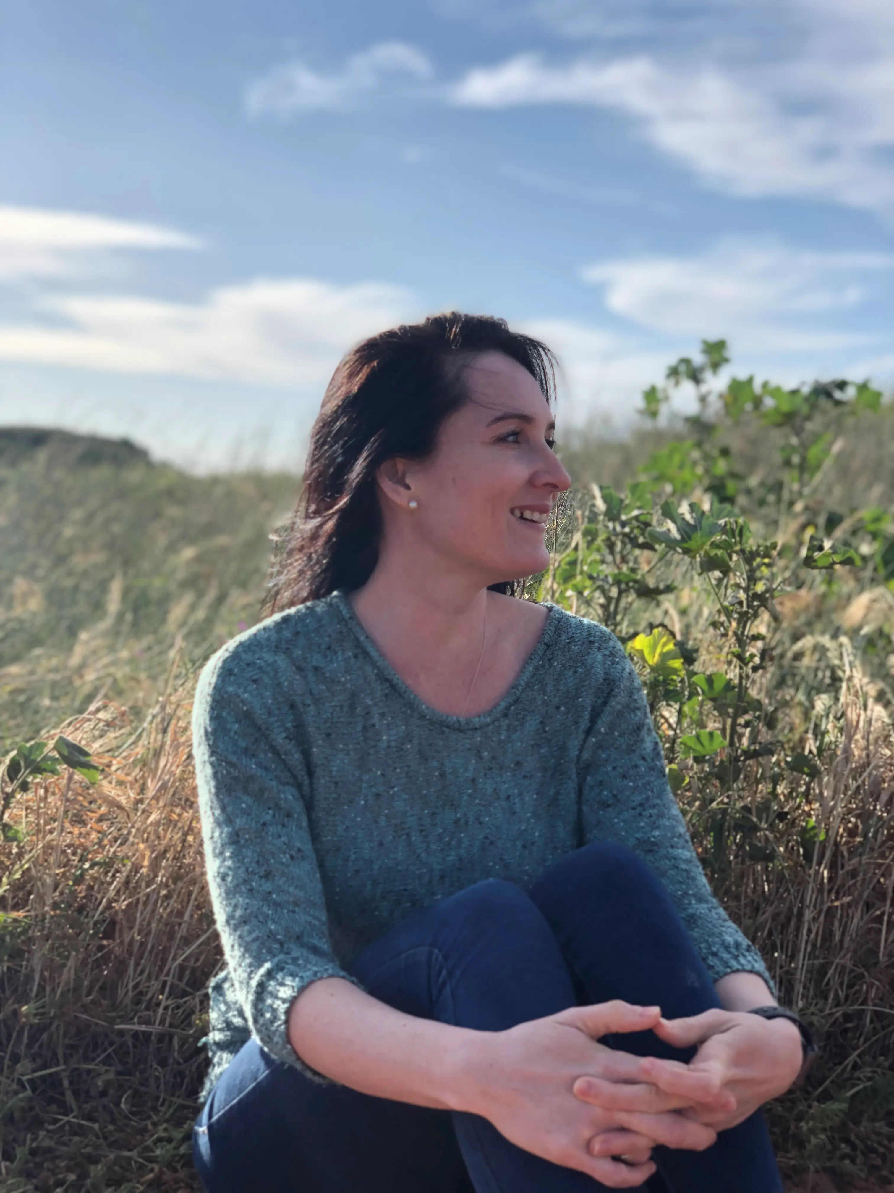 Sandi Jane, Pinterest manager, sitting outdoors